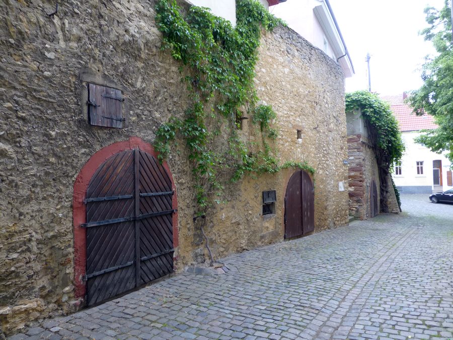 Caves à vin historiques le long du mur sud du marché à Westhofen