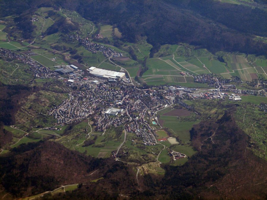 Vue aérienne de Rudersberg dans le Rems-Murr-Kreis