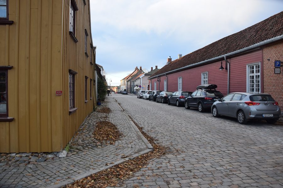 Rues et bâtiments en bois historiques à Gamlebyen, Fredrikstad.