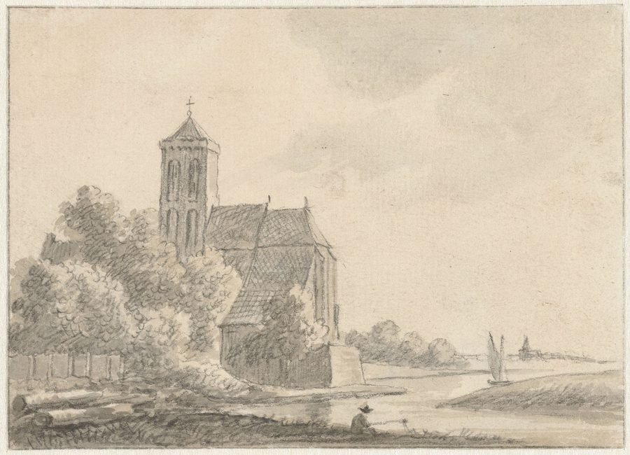 Vue historique de Cuijk avec le bourg et la rivière