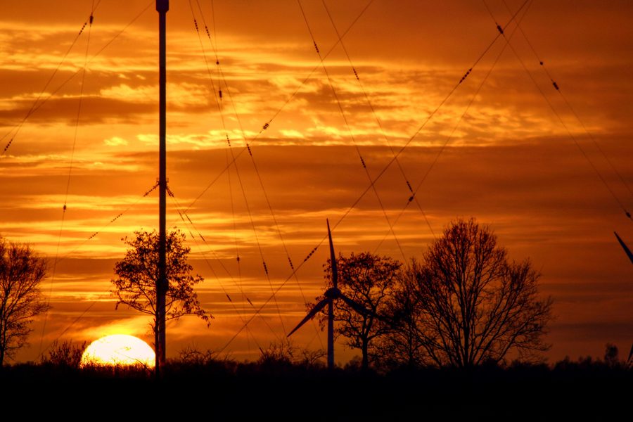 Coucher de soleil dans la réserve naturelle Esterweger Dose dans l’Emsland