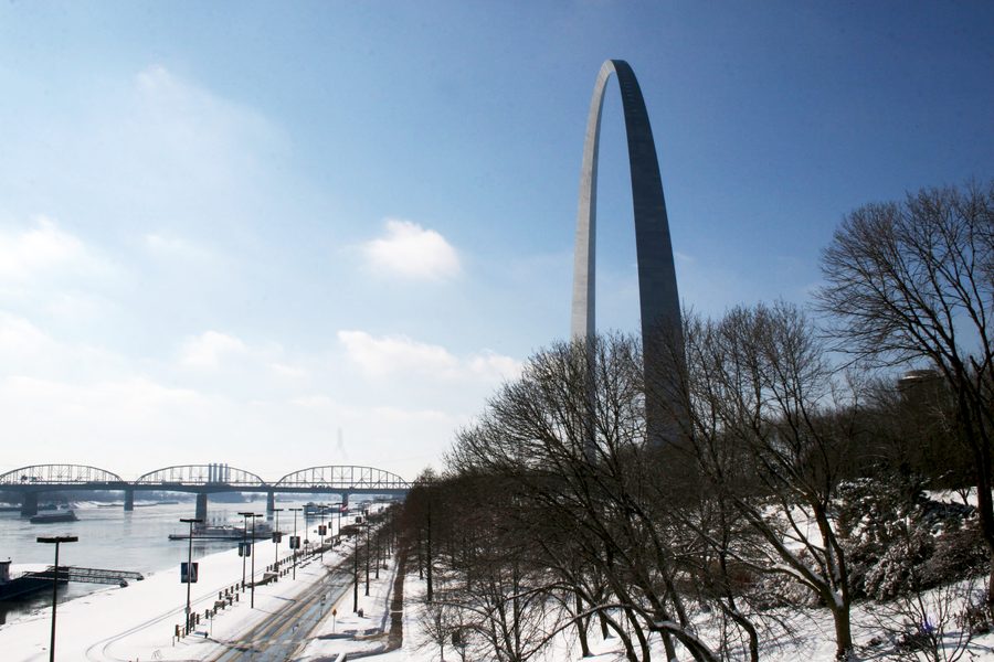 Vue hivernale du front de mer de St. Louis