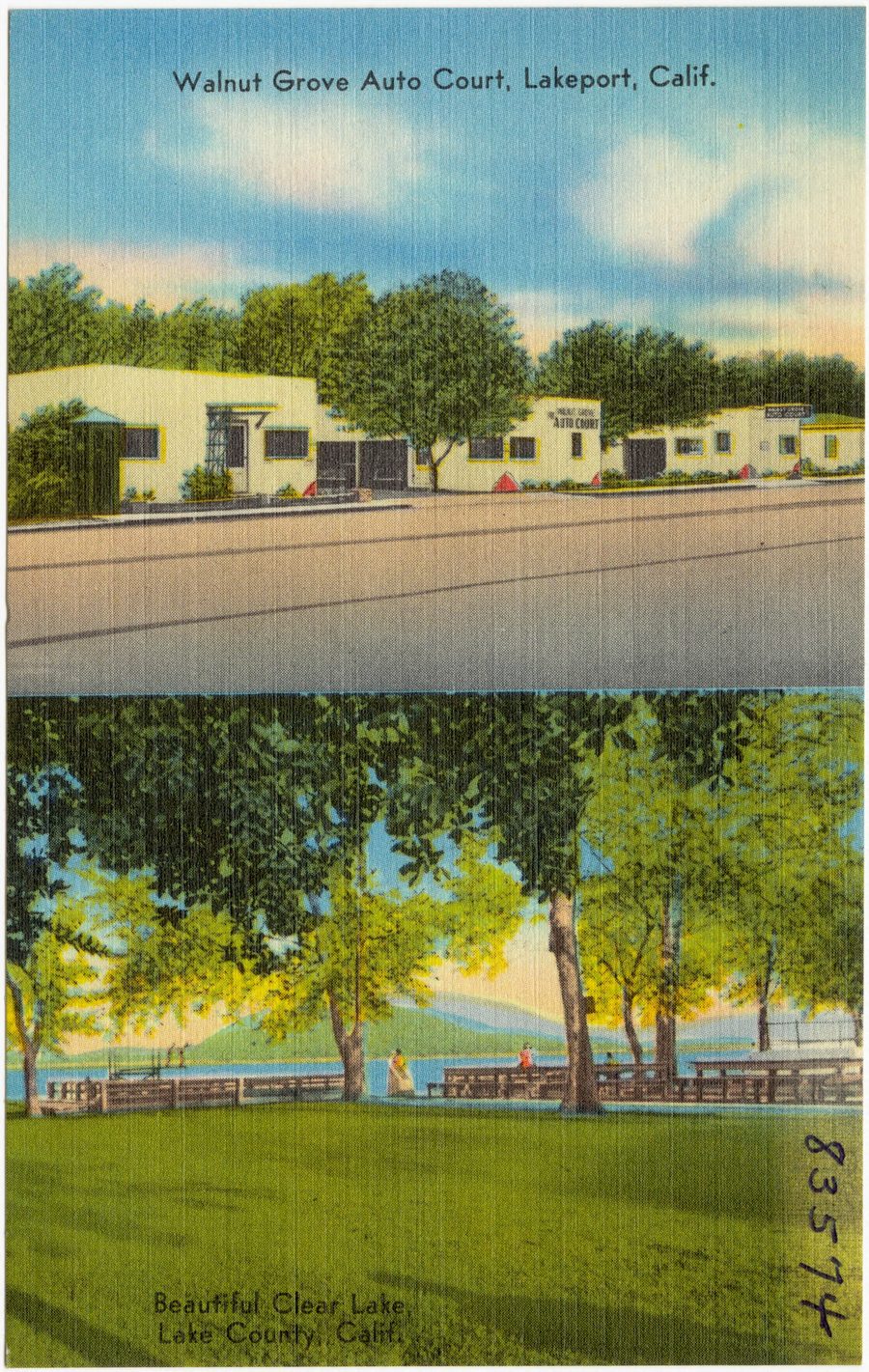 Vue historique du Clear Lake dans le comté de Lake, Californie