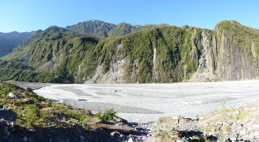 Vue sur la vallée du Fox Glacier sur la côte ouest de la Nouvelle-Zélande