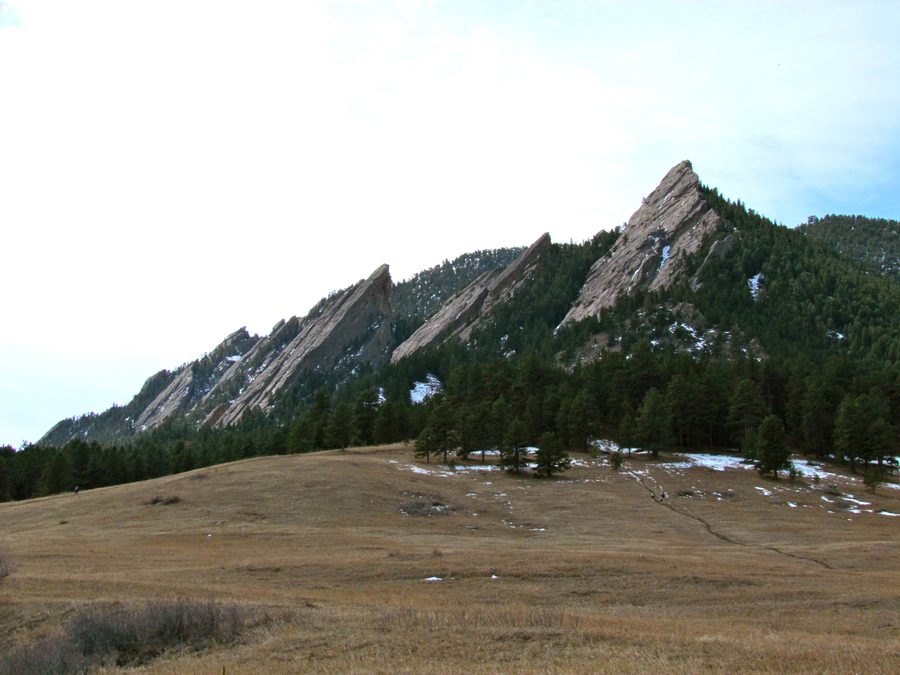 Les Flatirons dans le Boulder Mountain Park près de Boulder, Colorado