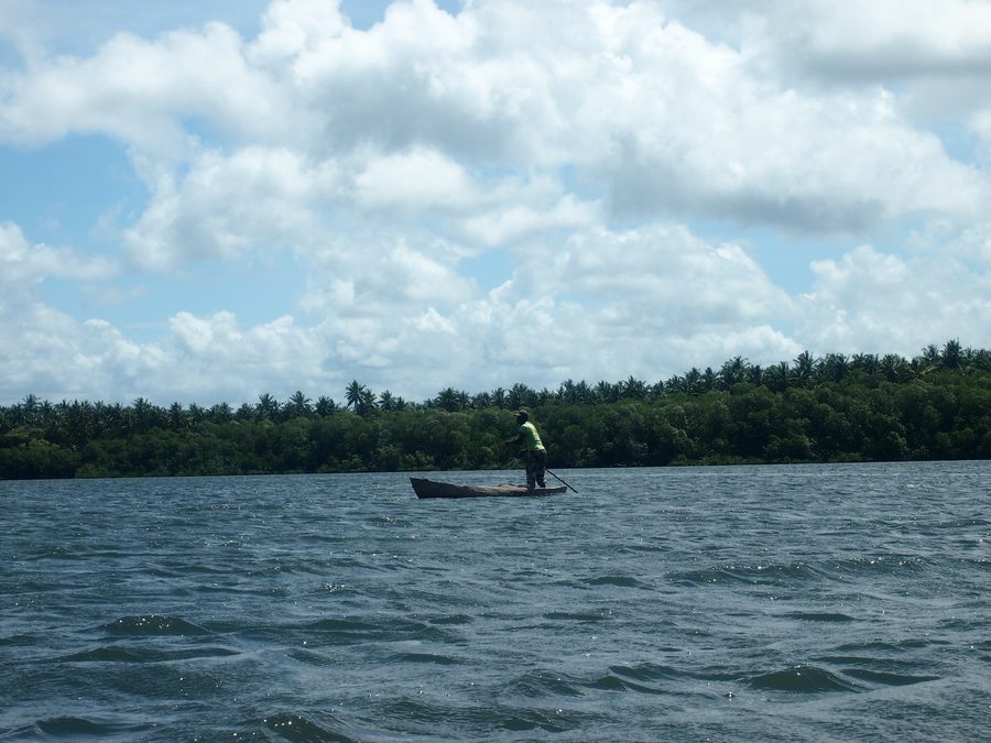 Mida Creek à Watamu à marée haute avec des pêcheurs