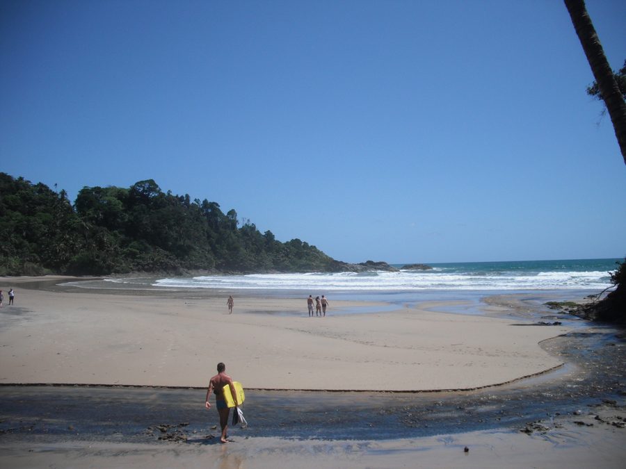 Praia da Engenhoca à Itacaré avec plage et pentes boisées
