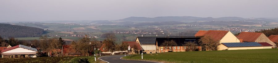 Panorama de Kurzewind près d’Ebern sur le paysage des Haßberge
