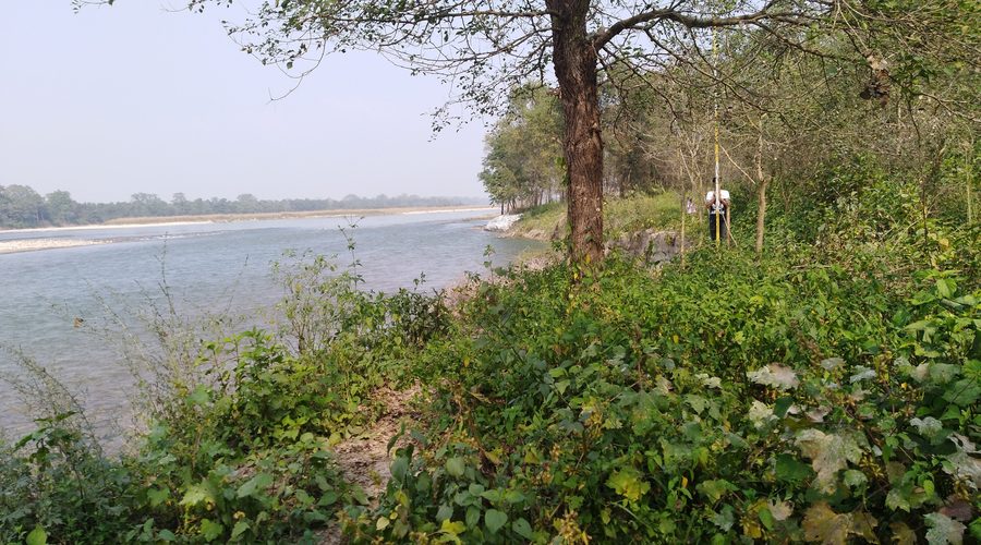 Paysage fluvial dans le parc national de Bardia près de la rivière Karnali