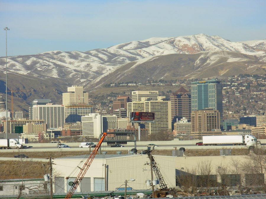 Salt Lake City avec les montagnes en arrière-plan