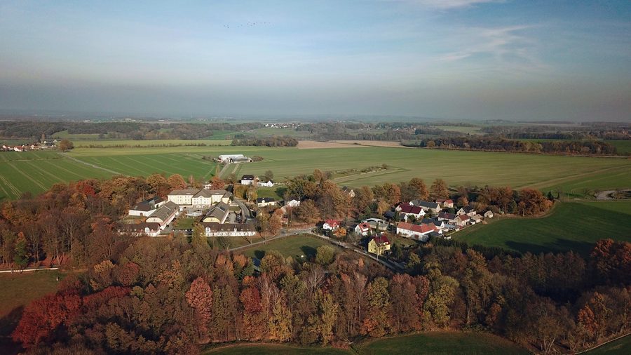 Vue aérienne de Schmochtitz à Bautzen, Saxe