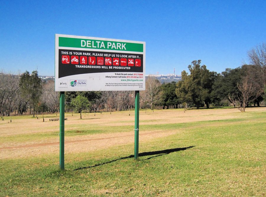 Panneau du Delta Park à Randburg, Afrique du Sud